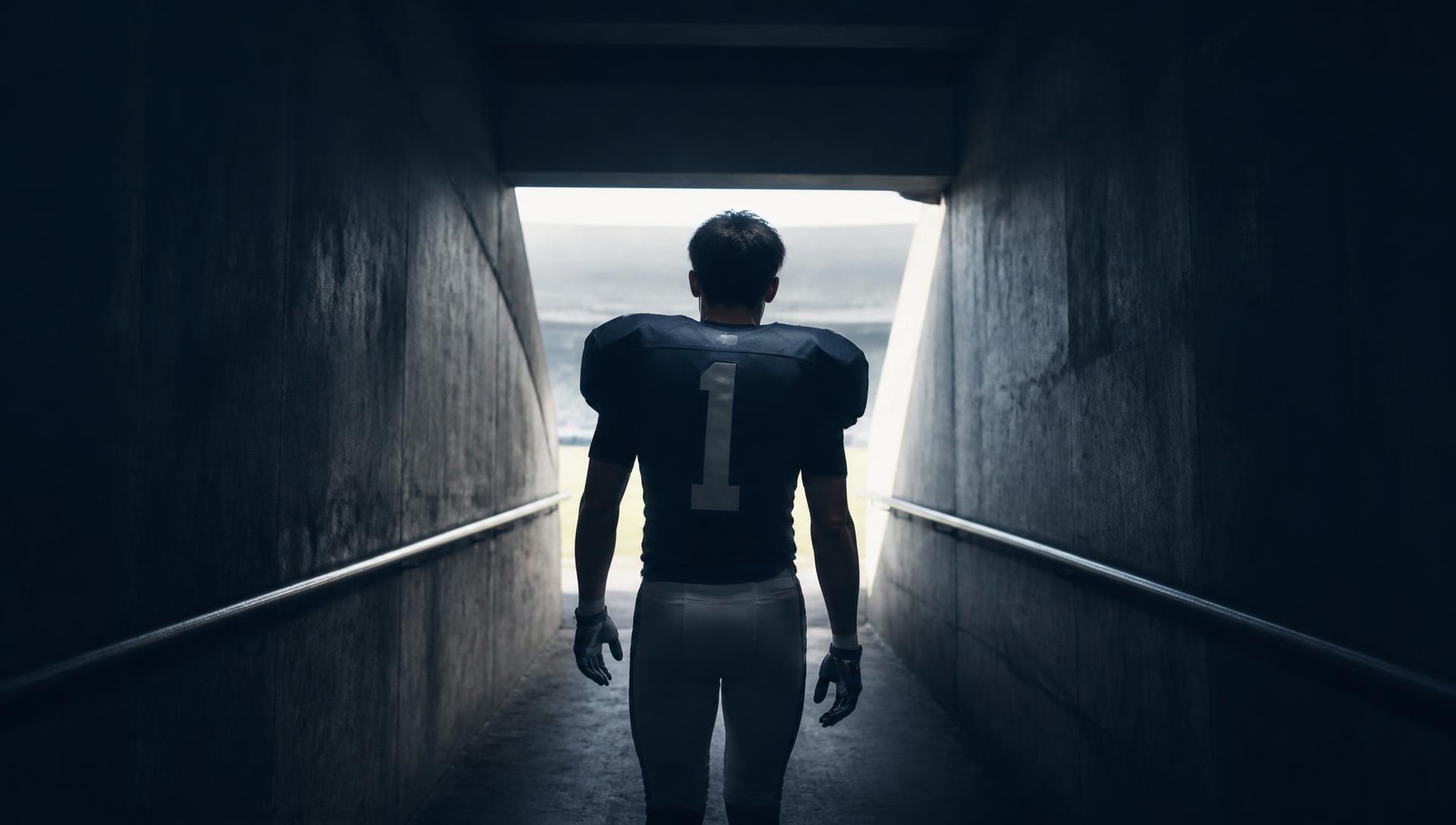 A lonely stadium tunnel leading to the field